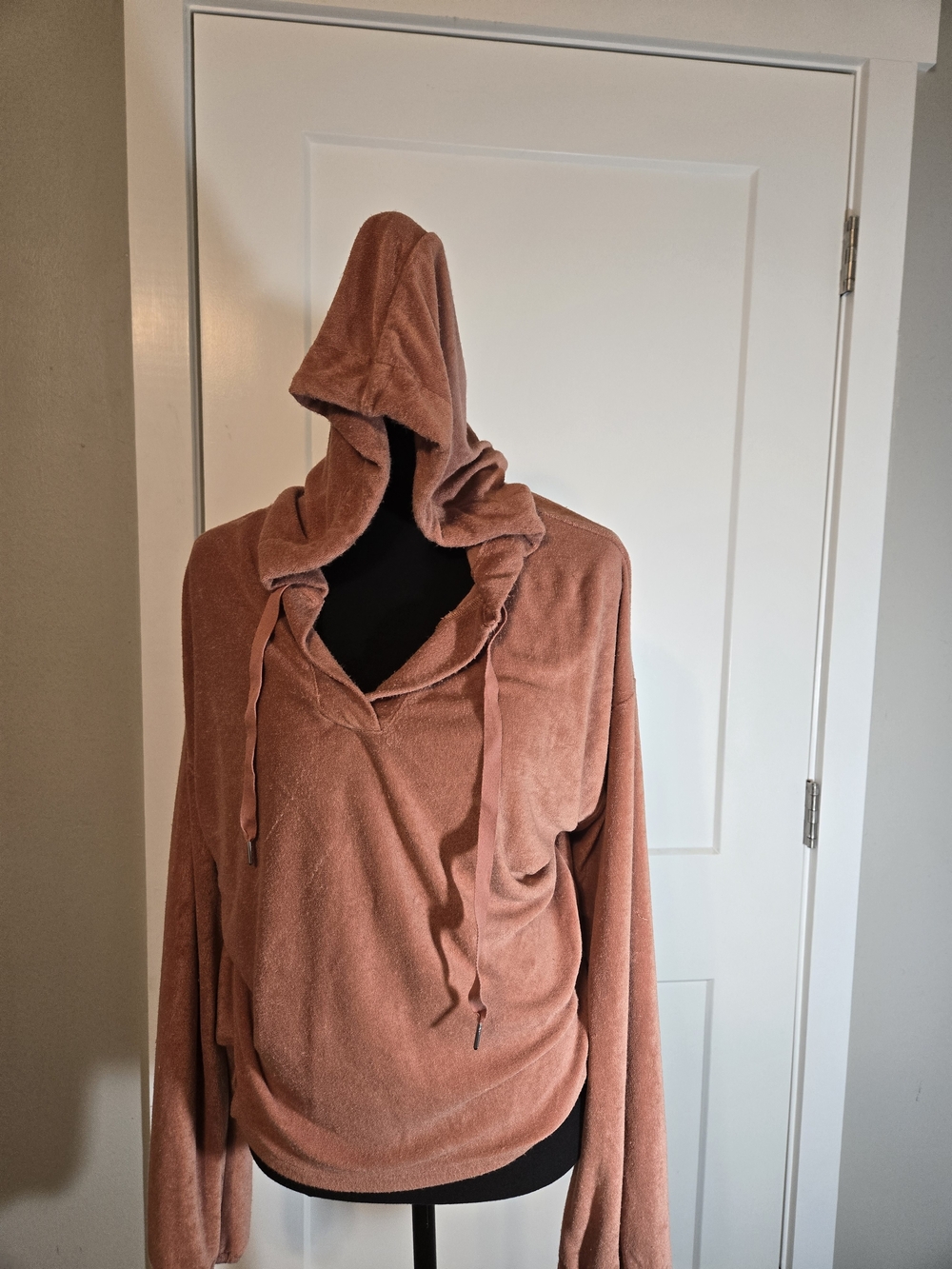 Soma WKND Terracotta Mauve Bamboo Terry V-Neck Pullover Hoodie Large